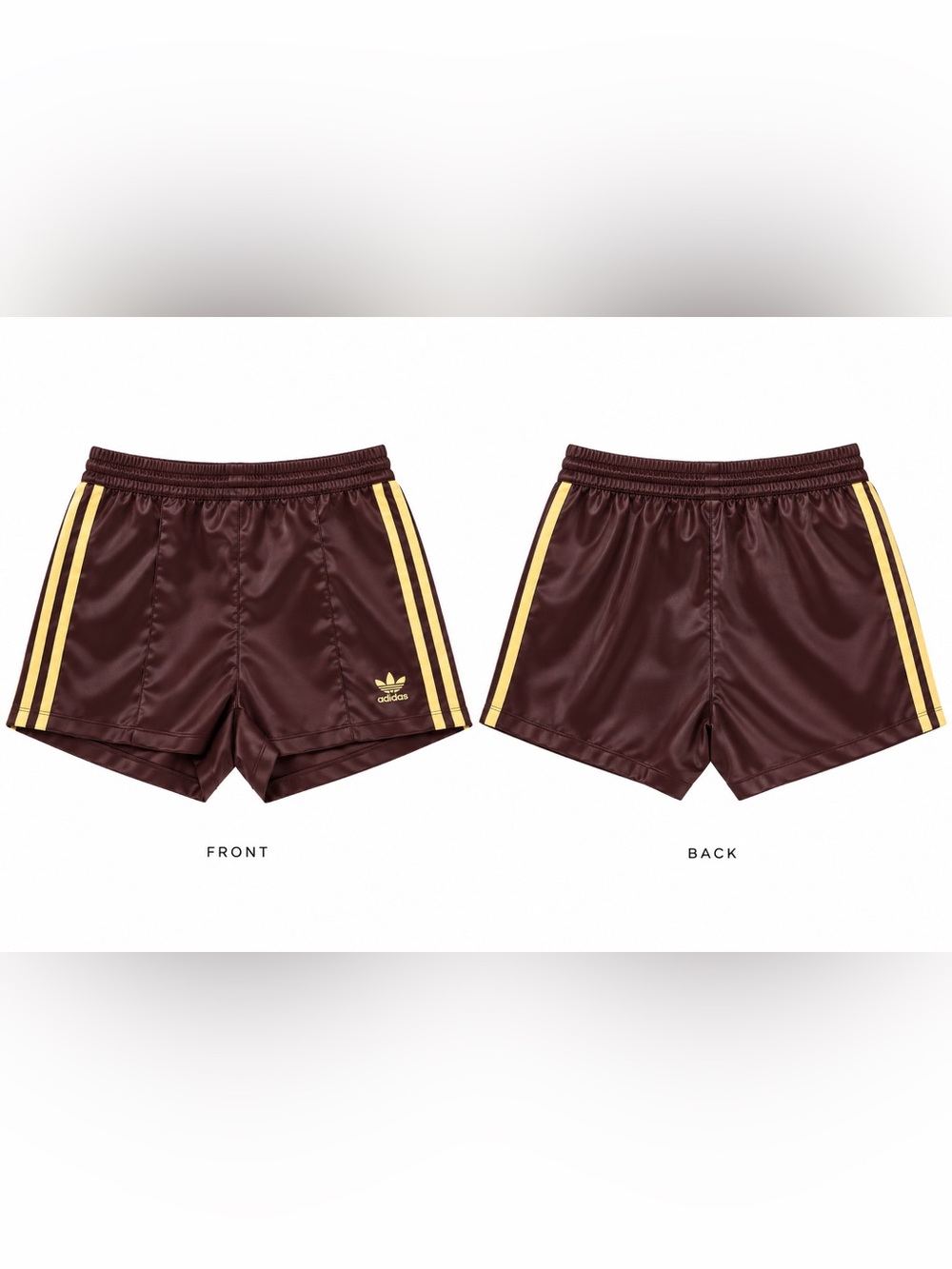 adidas Maroon Athletic Shorts with Yellow Side Stripes